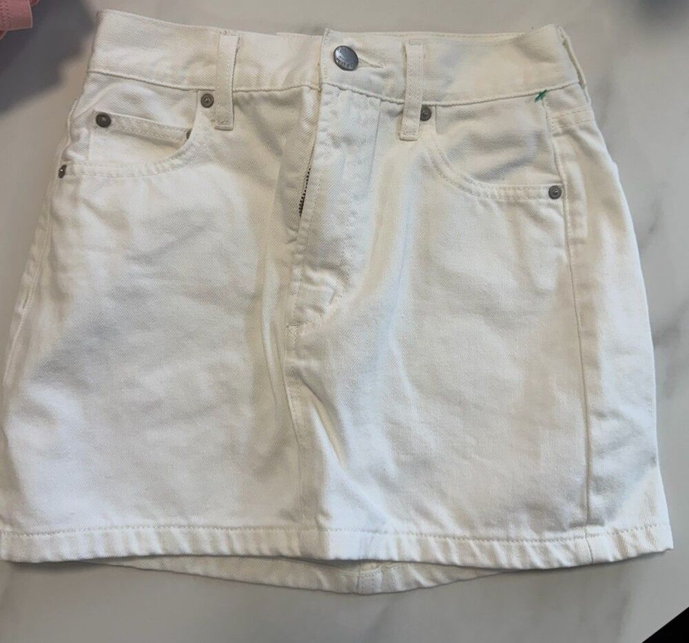 Aritzia Denim Forum The ’90s Ricci White Denim Mini Skirt High Rise Y2K S